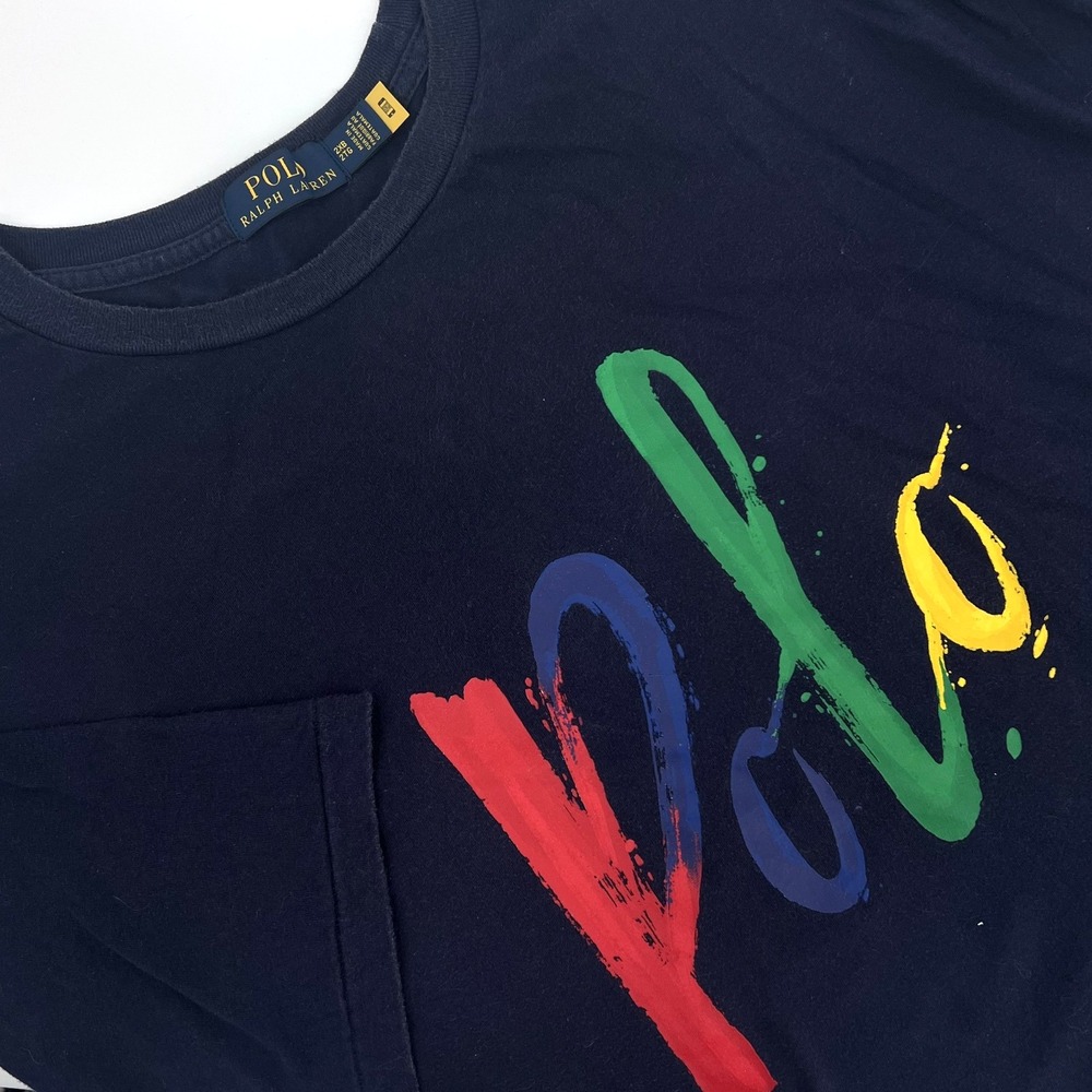 POLO RALPH LAUREN Men's 2XB Navy Multicolored Graphic Print Short-Sleeve T-Shirt